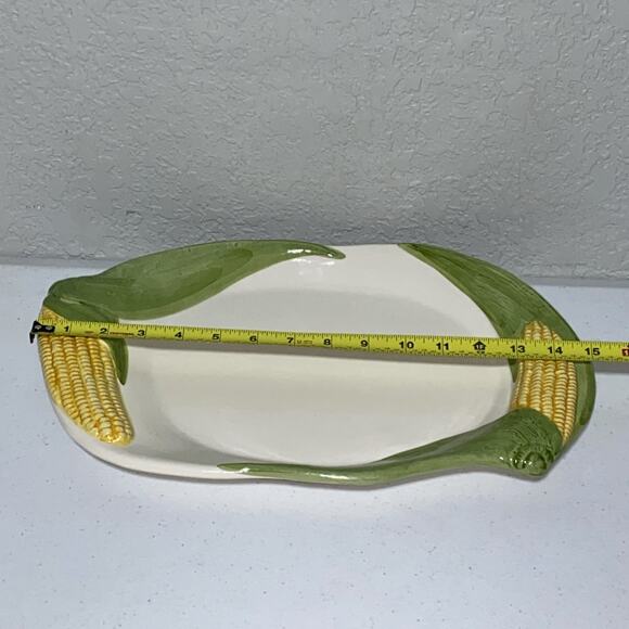 ELPA Alcobaca Corn Cob Harvest Summer Serving Platter Portugal 15" Handpainted - Picture 6 of 8